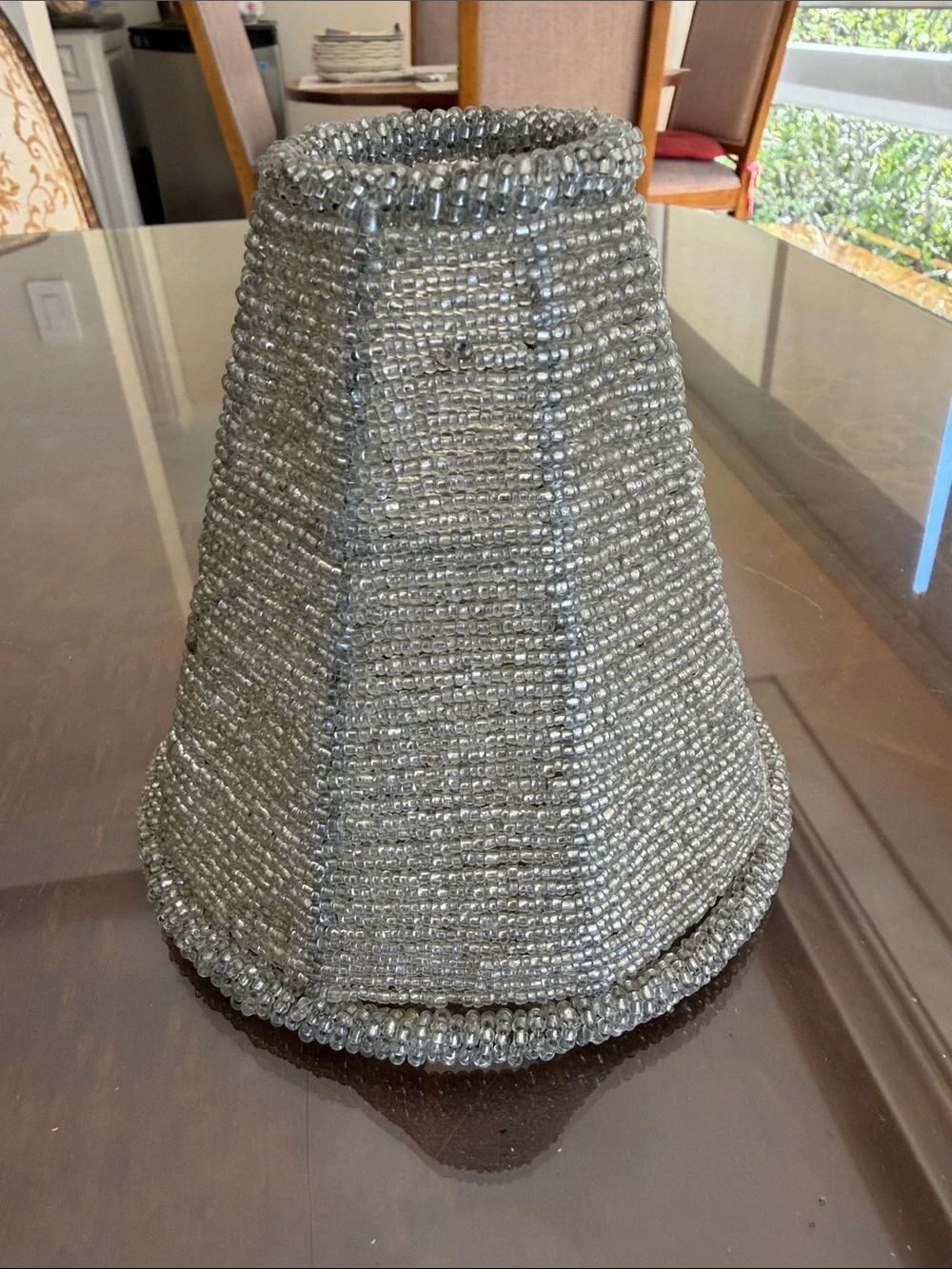 Beaded Gray Decorative Lamp Shade - Brand Unspecified